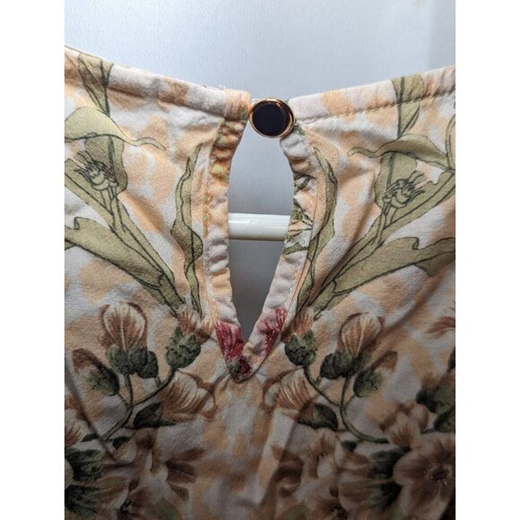 Soft Surroundings Blouse Women’s S Peach Rust Green Floral Tunic Cottage Fairy - Picture 9 of 14